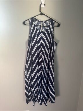 Women’s Navy and White Striped Sleeveless Dress